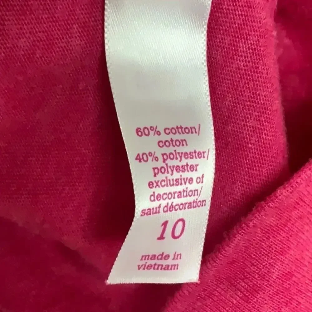 Justice Girls 10 Hot Pink Rhinestone Sequin Polka Dot Bow Short Sleeve Knit Top